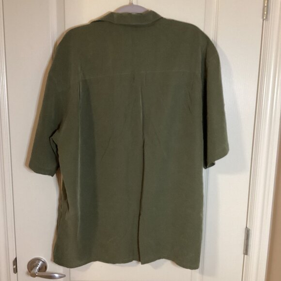 Bamboo Cay Men's Green Embroidered‎ Tropical Shirt Size L Short Sleeve Modal - Picture 5 of 8